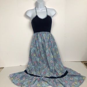 VINTAGE 1970s Floral Sleeveless Tube Top Sun Dress Size Medium Deadstock